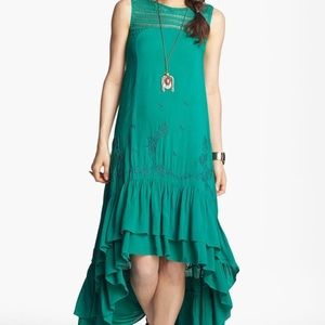 Free People Embroidered Crochet Trim High/Low Dress